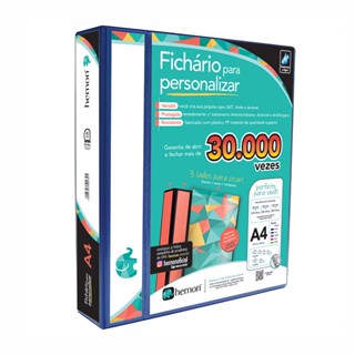 Fichário revestido com cristal A4 Azul 60mm 0249-3 com 4 argolas Hemon