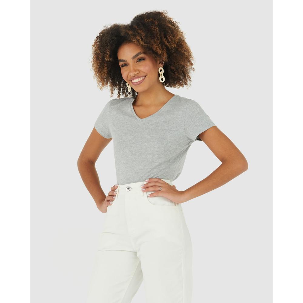 Blusa Básica Feminina Decote V Em Algodão em Oferta na Shopee