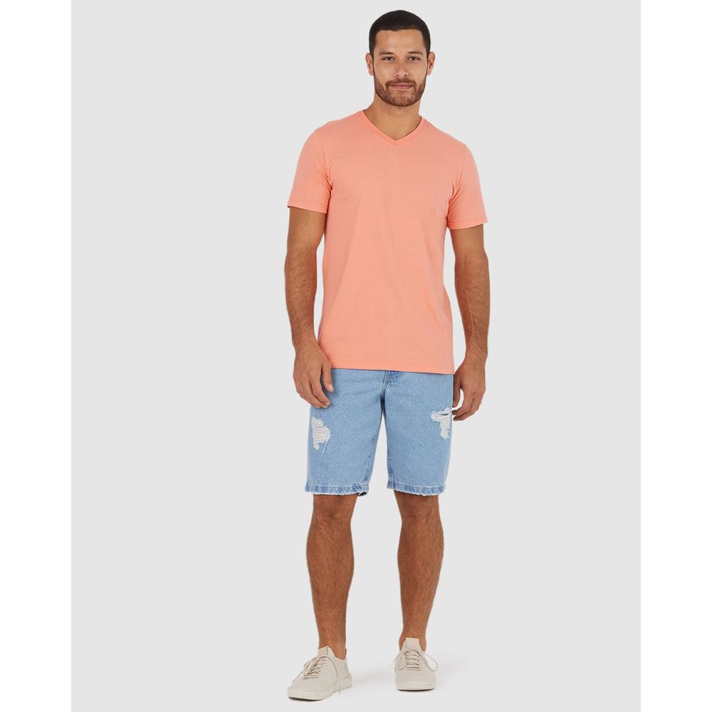 Camiseta Básica Masculina Gola V Em Algodão em Oferta na Shopee