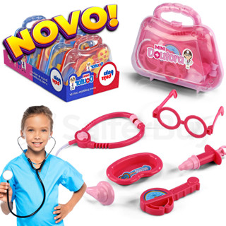 Maletinha Maleta Infantil Mini Doutor Doutora Médico Para Criança De Plástico Azul e Rosa