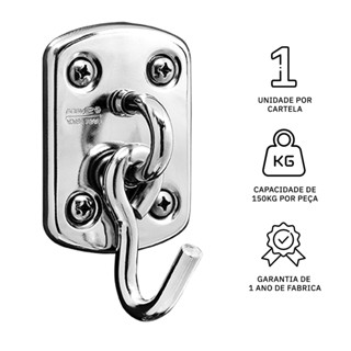 Gancho Armador De Rede Linha 250 Cromado - Silvana