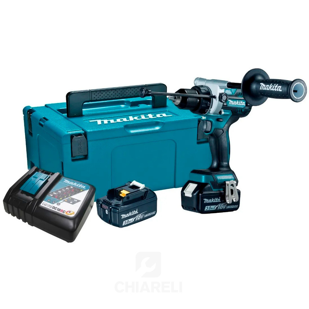Parafusadeira / Furadeira Impacto MAKITA DHP486RFJ 1/2" BRUSHLESS 2 Baterias 18V 3.0Ah + Carregador Bivolt Rápido + Maleta