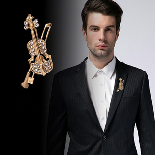 Conjunto De Jóias Em Liga De Cristal Moda Simples Com Broche De Violino De Diamante
