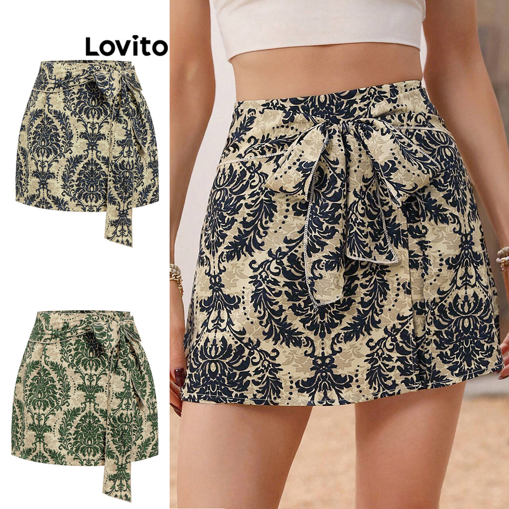 Lovito Shorts Boho Tribal Print Falso 2 Em 1 Shorts Para Mulheres L86ED260 (Multicolorido) em Oferta na Shopee