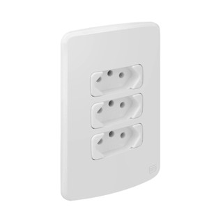 Tomada Tripla 10A Compose WEG Placa Espelho com  3 Tomadas 10A Branco Tomada 10A 2P + T 10A Tripla