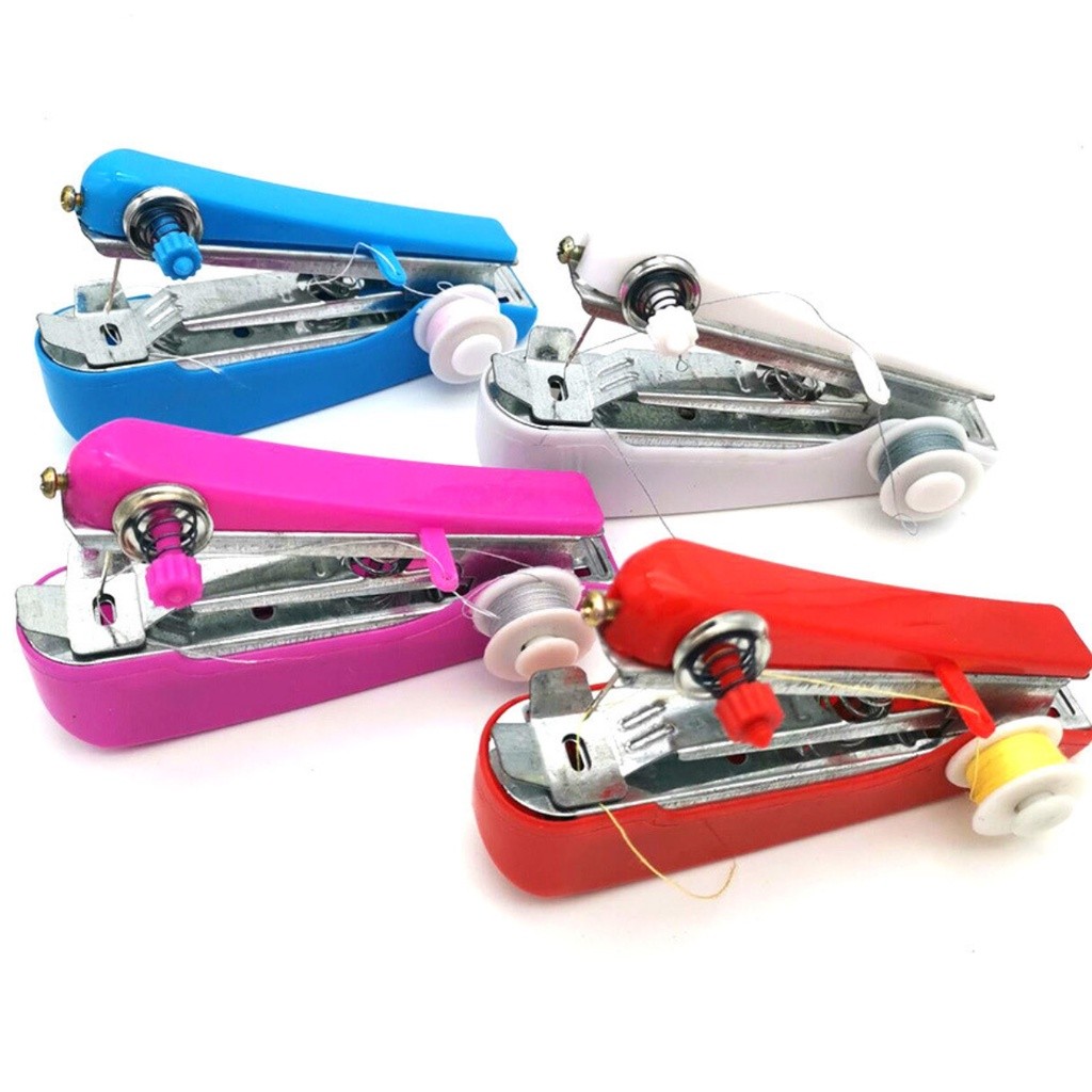 Mini Maquina De Costura Manual Portátil De Mão Azul