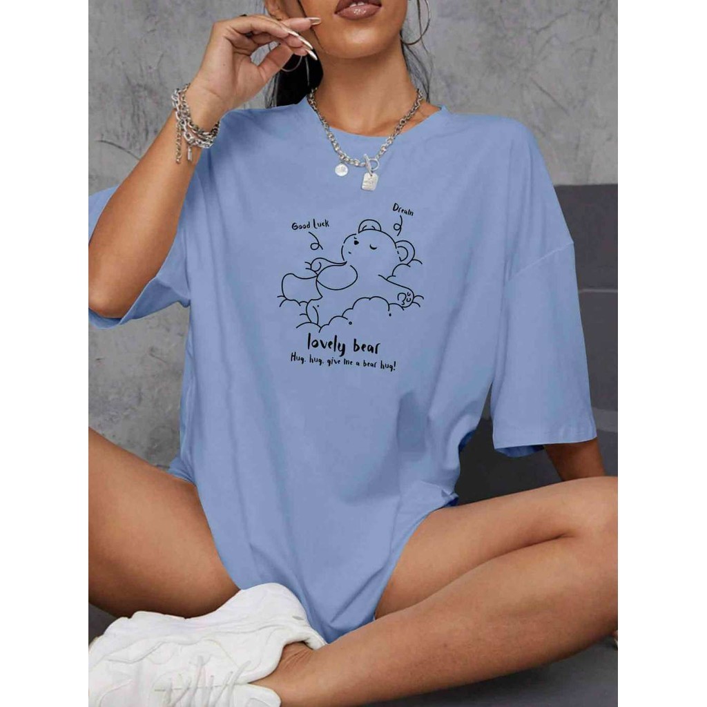 Camiseta Feminina Oversized Aesthetic Tumblr Blusa Blogueira Unissex Bordada T Shirt Street Wear