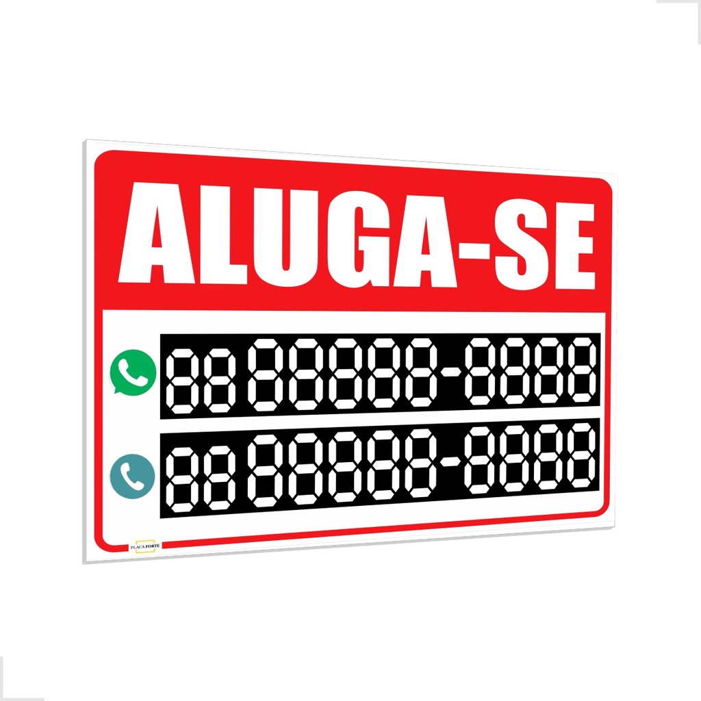 Placa Aluga-se Imóvel Casa Terreno Apartamento em PS 2mm Com Caneta de Brinde