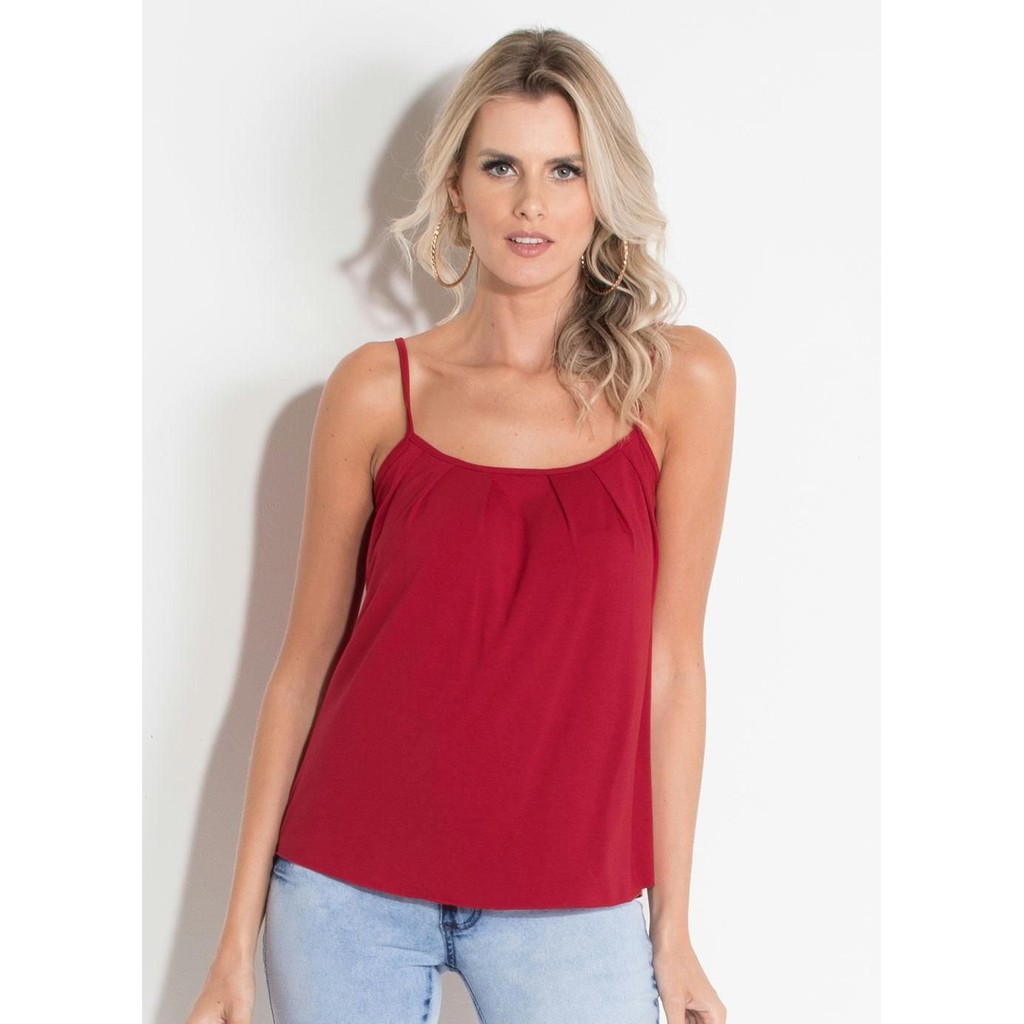 Blusa De Alça Vermelho Quintess em Oferta na Shopee