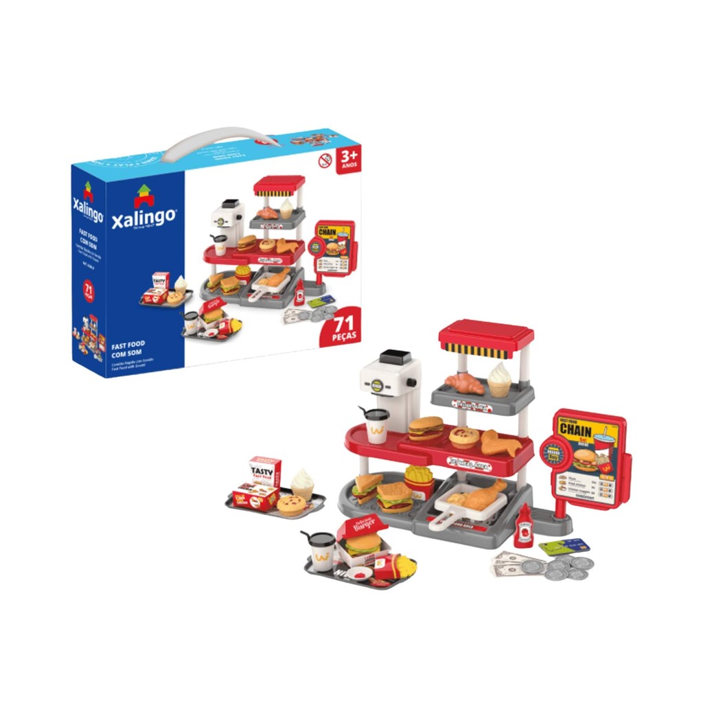 Brinquedo Infantil Fast-Food com Som 71 Peças Xalingo - 65069 - Mom & Baby