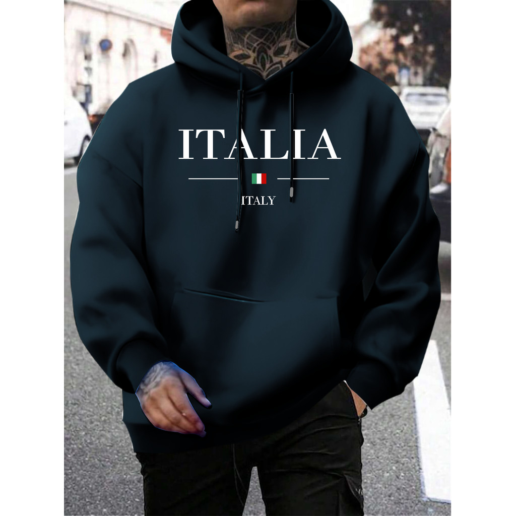 Moletom Masculino Moletom Canguru Blusa de Frio Unissex Moletom Estampado Italia Italy Moletom Unissex Streetwear Top em Oferta na Shopee