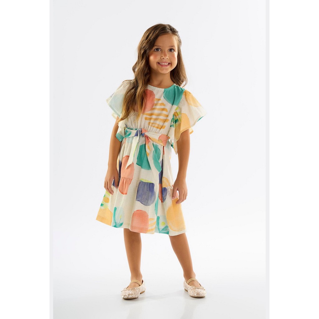 Vestido Infantil em Viscose e Linho Up Baby