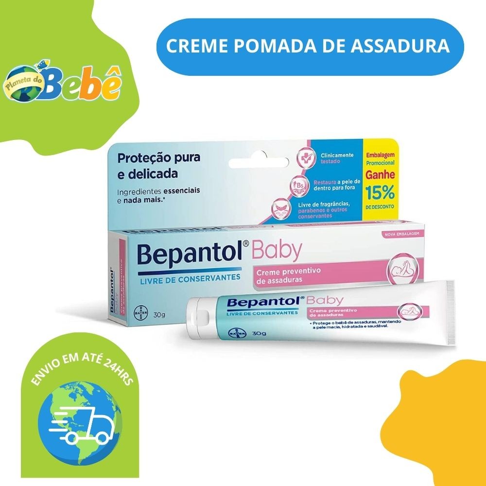 Detalhes do Kit com 4 Cremes Pomada de Assadura 30gr Cada - Bepantol