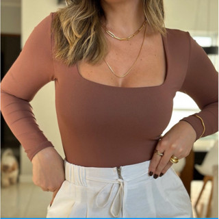 Body Suplex Manga Longa Gola Quadrada em Oferta na Shopee