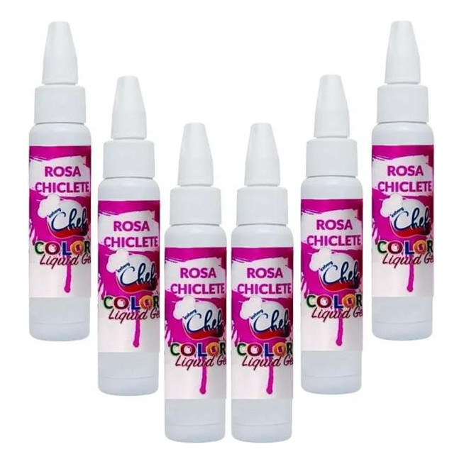 Kit 6 Corantes Liquido Gel Rosa Chiclete 25g Iceberg