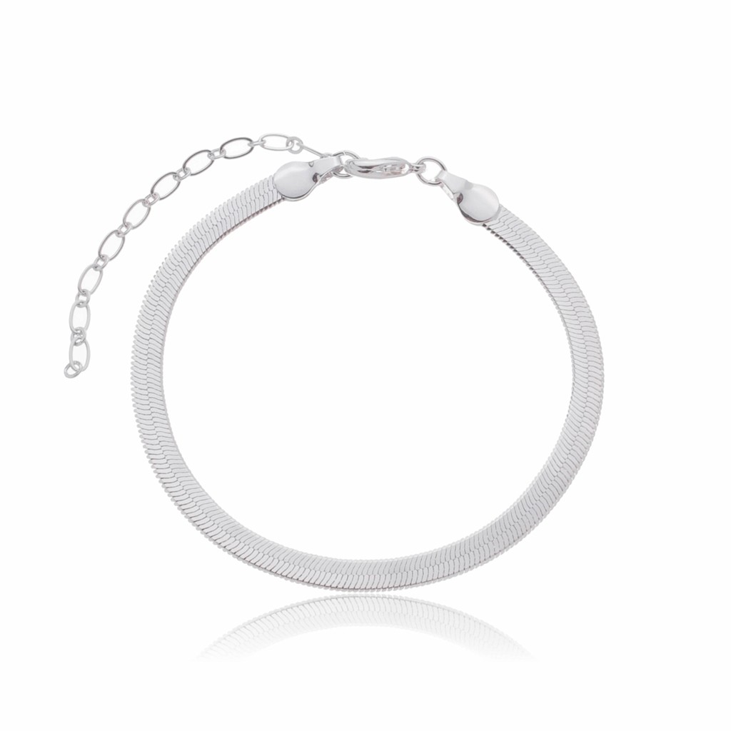 Pulseira Fita Banhada a Prata Feminina 14 cm com Extensor Hipoalergênica Semijoia Elegante Potere