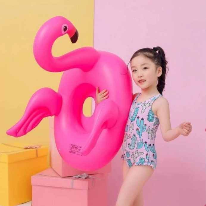 Boiá Flamingo infantil para natação flutuante com Encaixe para as Pernas 65cm