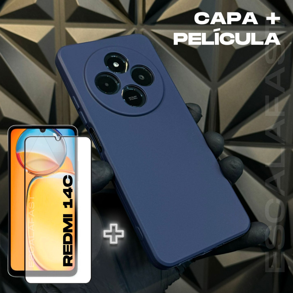 KIT Capa + Película Vidro 3D Xiaomi Redmi 14C - Envio Imediato