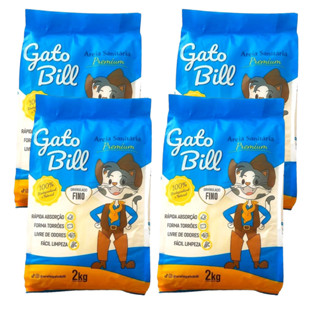 KIT 4 AREIAS HIGIÊNICA PARA GATOS - GATO BILL PREMIUM MILHO E MANDIOCA - 8KG - FINA em Oferta na Shopee
