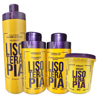 Kit Lisoterapia Progressiva Shampoo Condicionador Máscara Hidratação Reconstrução Super Tratamento