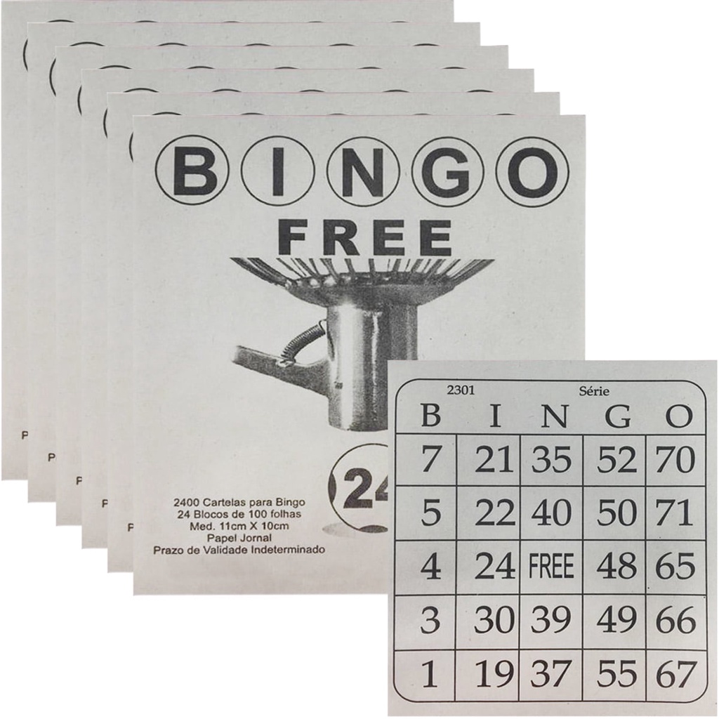 Cartela de bingo 100 folhas jornal 15 un Free