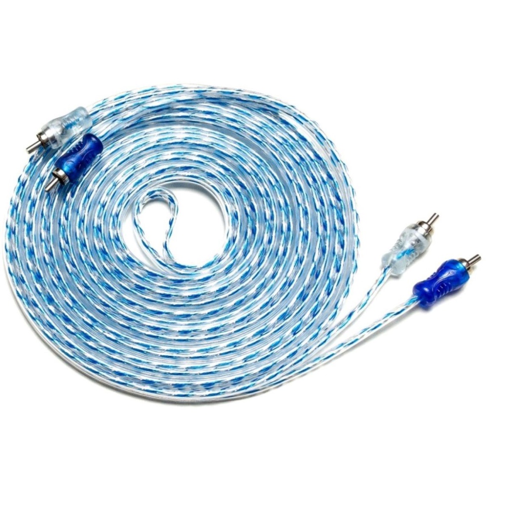 Cabo Rca Injetado Azul prata Transparente 4mm 5m Resistente
