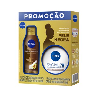 Kit Nivea Beleza Radiante Loção Deo Hidratante Corporal 200ml + Creme Facial Uniformizador 100g