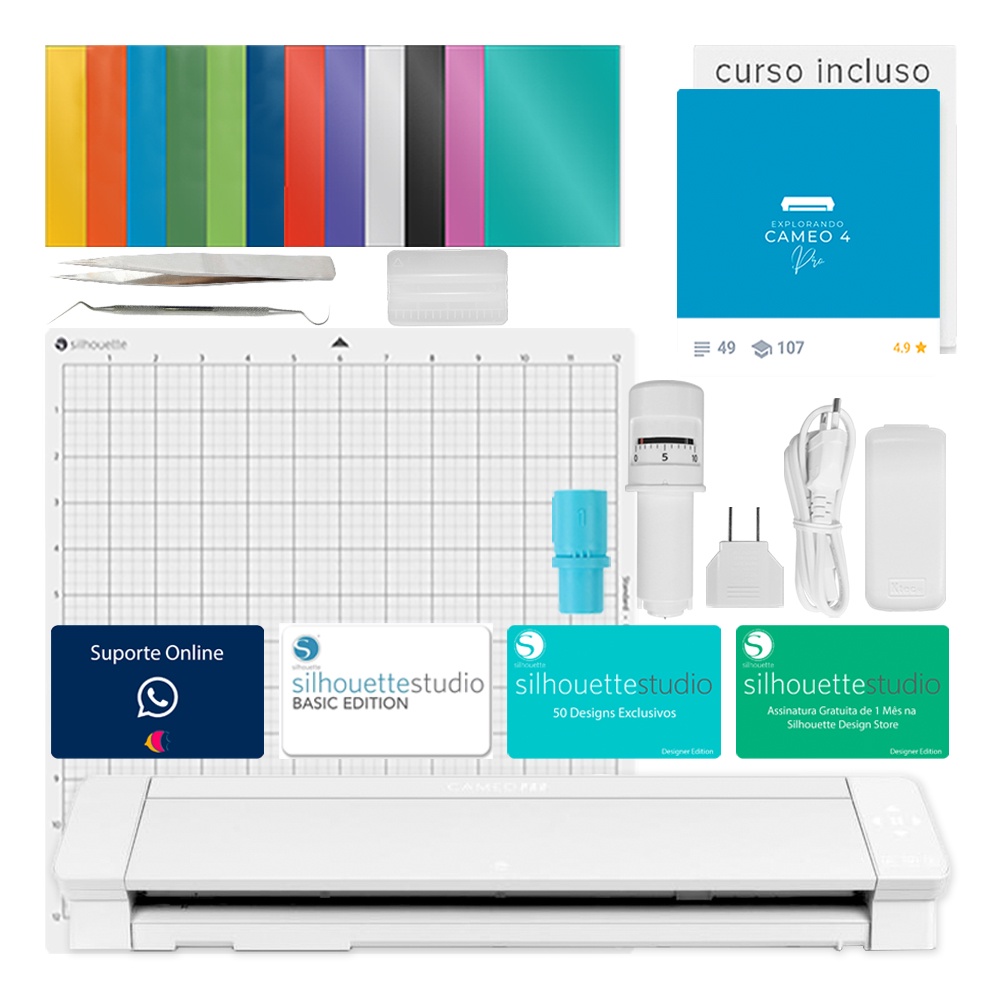 Plotter de Recorte Silhouette Cameo 4 PRO + Kit Vinil + Bônus de Ferramentas