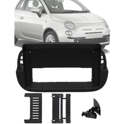 Moldura Painel 2 Din 9" Polegadas Fiat 500 2007 até 2014 Preto