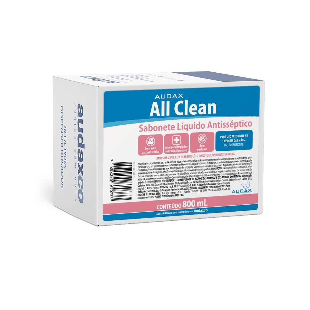 Sabonete Líquido Refil Antisséptico 800ml All Clean