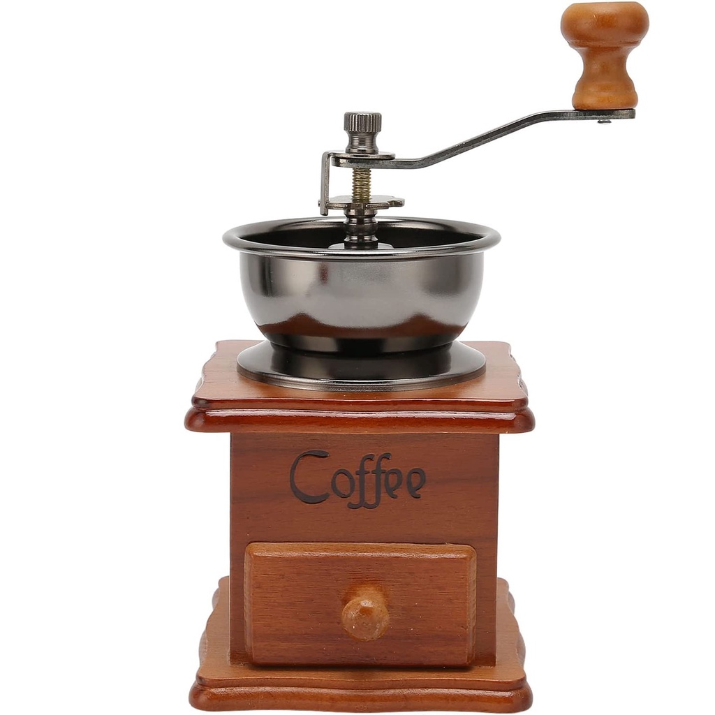 Moedor Café Manual Brown Retrô Em Metal E Madeira