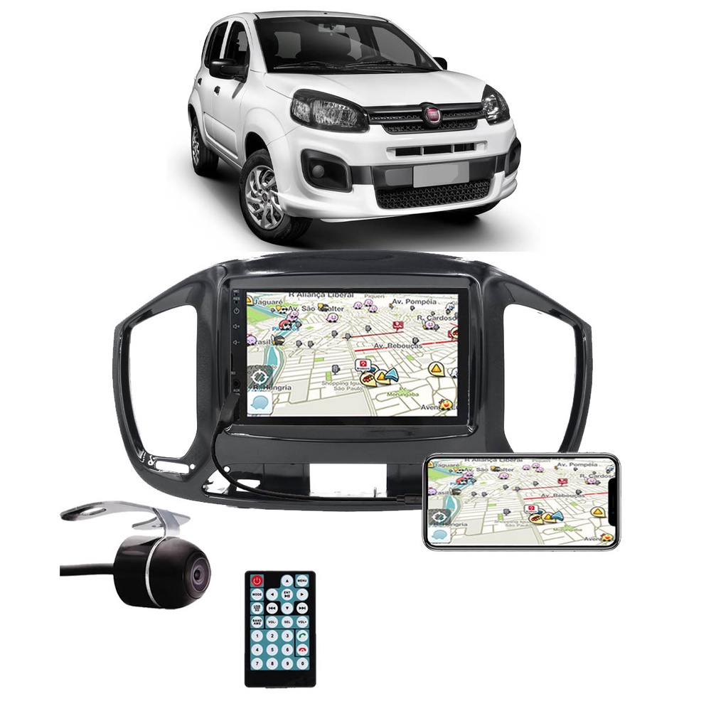 Multimídia Uno 2015 2016 2017 2018 2019 2020 2021 2022 Espelhamento Bluetooth USB SD Card + Moldura + Câmera Borboleta