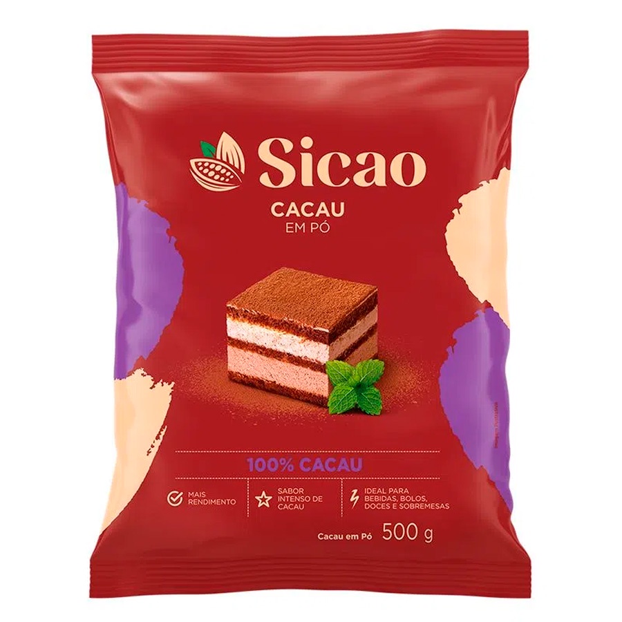 Pó 100% Cacau - 500 g  - 1 unidade - Sicao - Rizzo