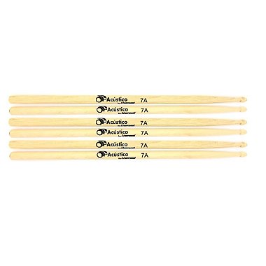 Baqueta De Bateria O Acústico By Liverpool 7A 3 Pares