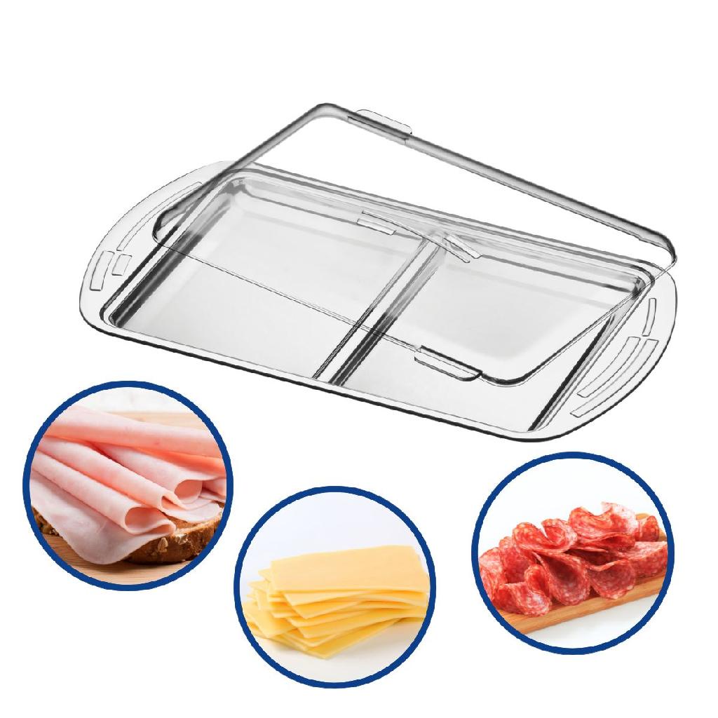 Porta Frios com 2 Divisórias Ciclo 2 Peça Porta-Frios com Tampa Aço Inox Presunto QueijoTramontina em Oferta na Shopee