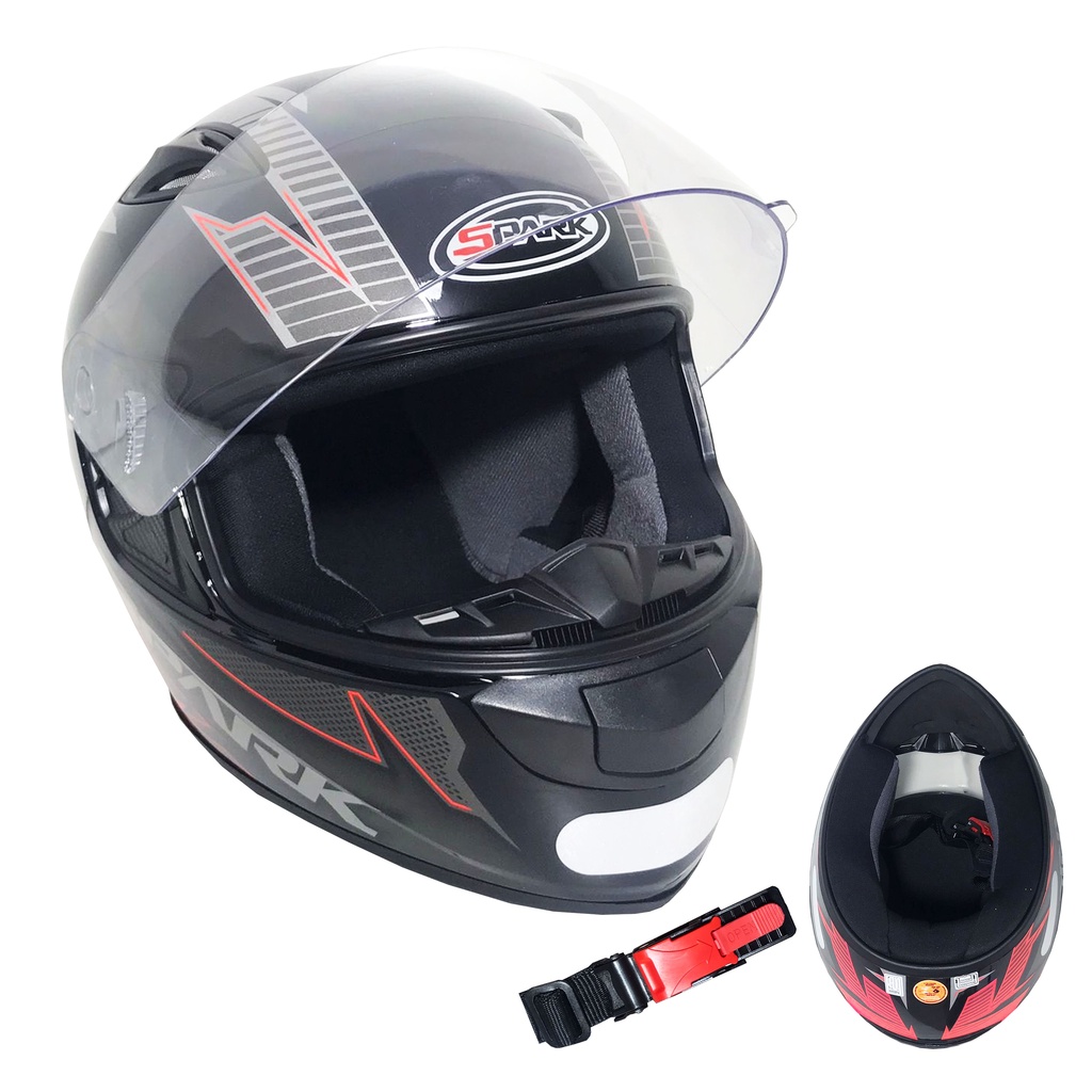 Capacete Moto Ebf New Spark Spot Preto Vermelho Fechado