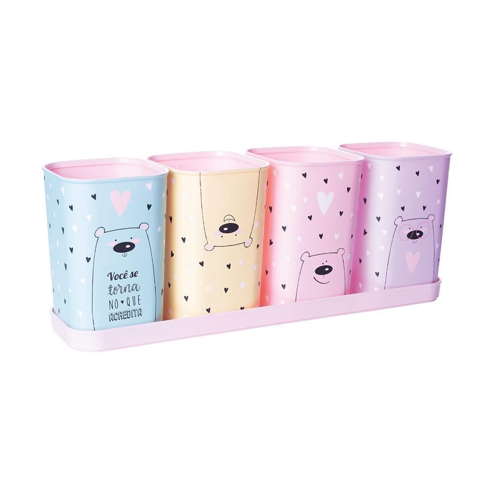 Porta Caneta Lápis com Bandeja Cute Plasútil em Oferta na Shopee