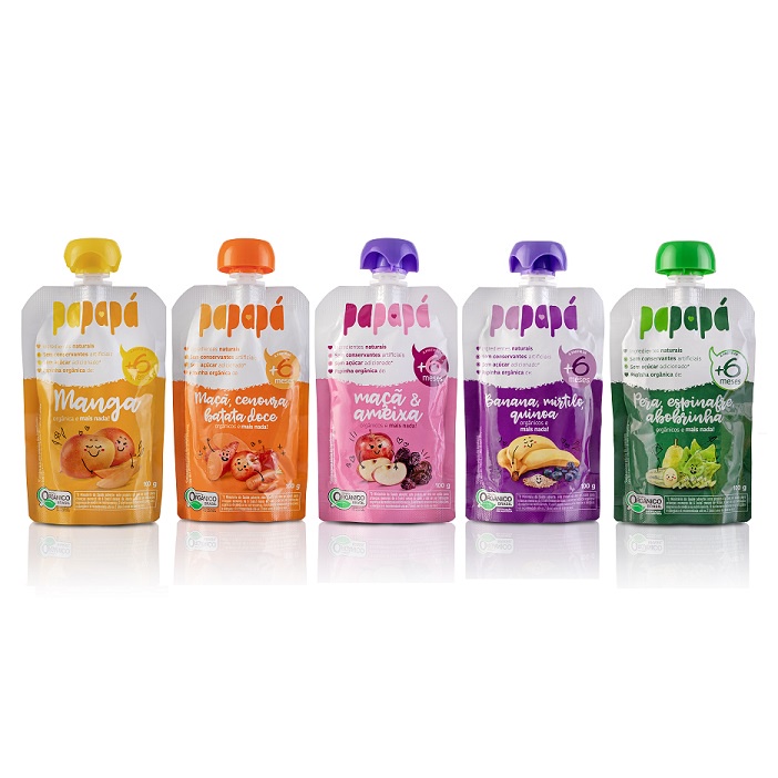 Kit 15 Papinhas Orgânicas Papapá Todos 5 Sabores - 3 de cada