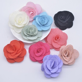 10pcs 4cm malha rosa flor aplique para DIY roupas chapéu sapatos costura patches cabeça clipes decoração em Oferta na Shopee