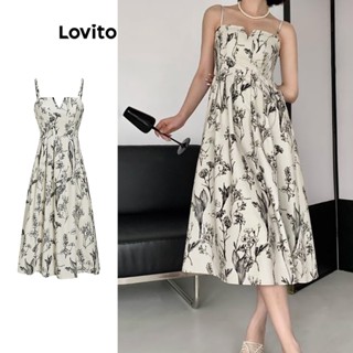 Lovito Casual Ditsy Floral Vestido Feminino com Babado Cut Out L62ED132 (Multicolorido)