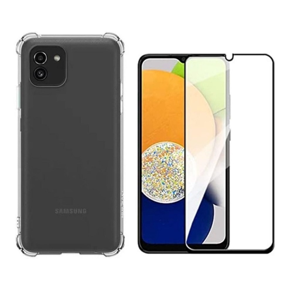 Capa Case Capinha Compatível Com Galaxy A03 + Película 3D Vidro Temperado