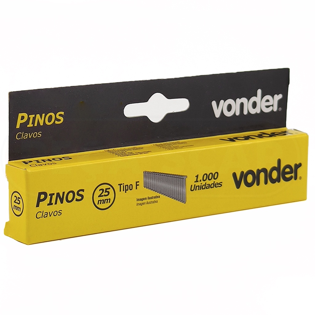 Pinos Tipo F 25mm 1000 Peças Para Grampeador Pinador Elétrico Gpe-916 - Vonder