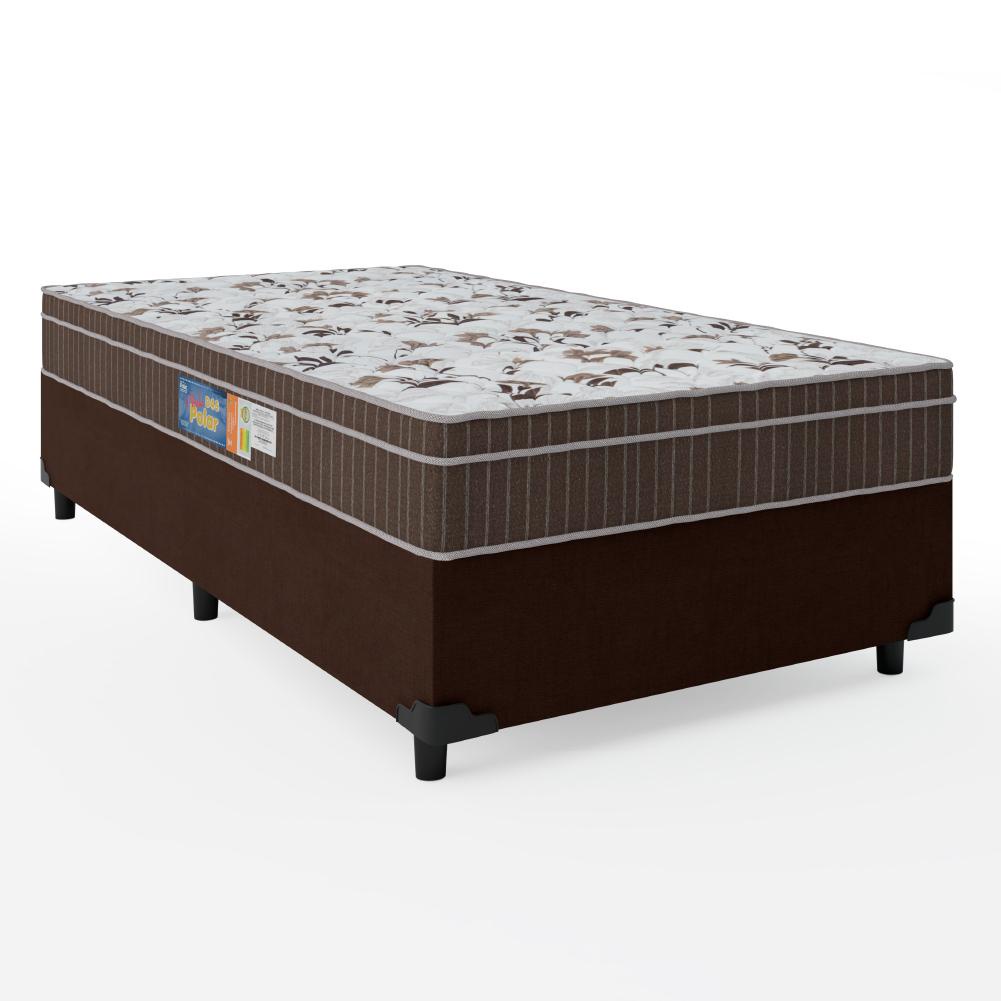 Cama Box Solteiro Colchão Espuma Orthoface Polar 88x188x63cm Marrom - Suporta Até 120kg em Oferta na Shopee