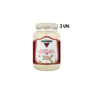 3 Potes de Palmito Acaí Tolete 300g Hemmer