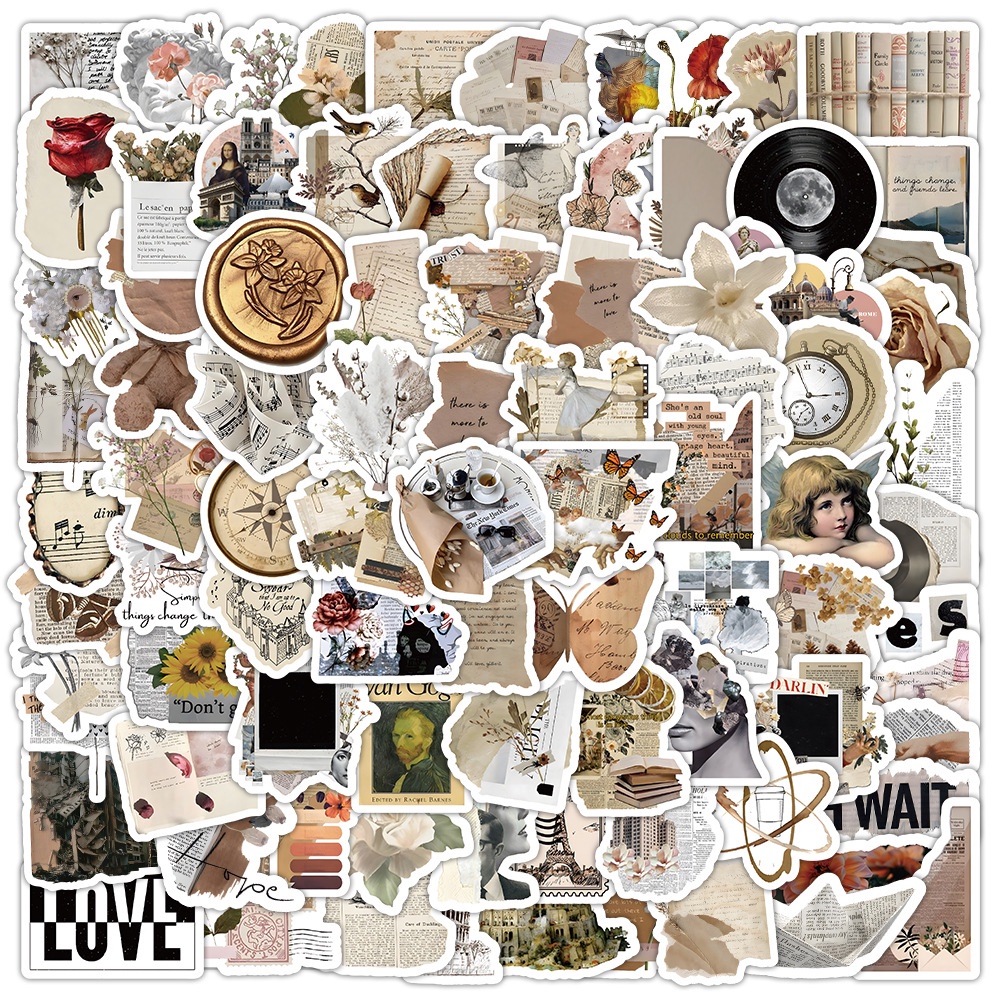 100PCS Vintage Artistic Retro Art Graffiti Stickers Para Bagagem De Telefone Decalques Notebook Crianças Gravação De Presentesyourlife