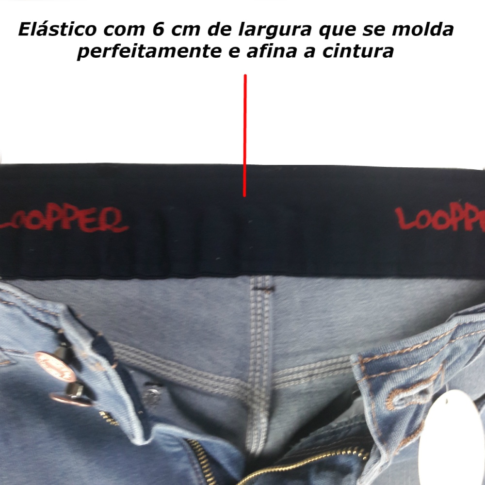 Calça Feminina Sarja Preta Cintura Alta Loopper Original — imagem 2 de 2