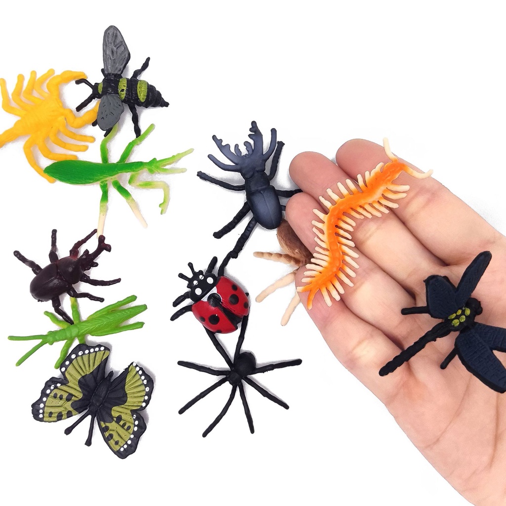 12 pequenos insetos simulados modelo de brinquedo infantil mini aranha inseto animal em Oferta na Shopee