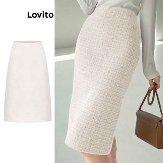 Lovito Elegante Saia com Fenda Traseira para Mulheres L74ED150