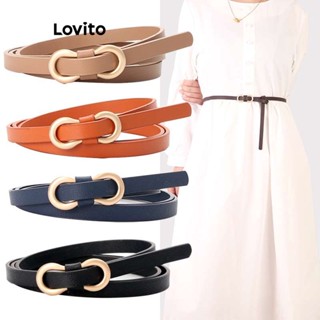 Lovito Cinto Simples Modesto Com 8 Figuras E Fivela Não Porosa Estreita Decorada Para Mulheres LFA11538