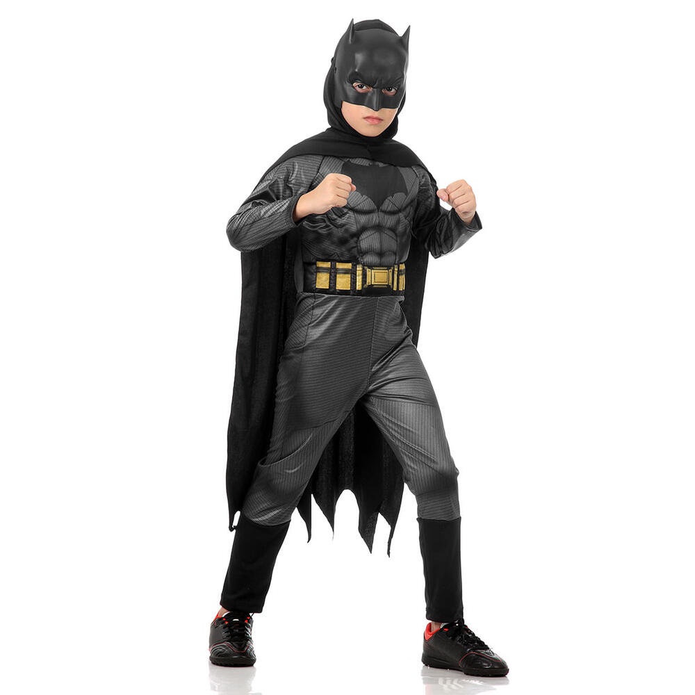 Fantasia Batman Filme Infantil Com Musculatura E Máscara - Liga Da Justiça em Oferta na Shopee